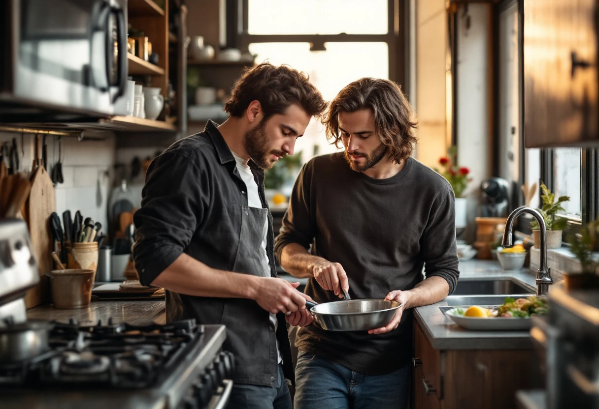 Liam in his apartment kitchen