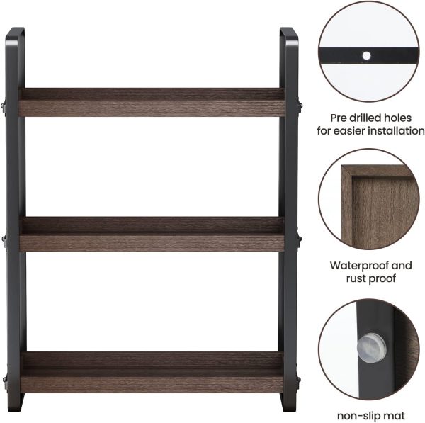 Bathroom Countertop Tray,Cosmetic Tray,Bathroom Organizer,Bathroom Counter Stand,Countertop Organizer,Countertop Storage Shelf (Brown 3 Tier) - Image 2