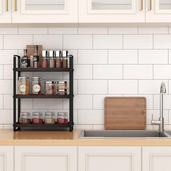 Bathroom Countertop Tray,Cosmetic Tray,Bathroom Organizer,Bathroom Counter Stand,Countertop Organizer,Countertop Storage Shelf (Brown 3 Tier) - Image 3