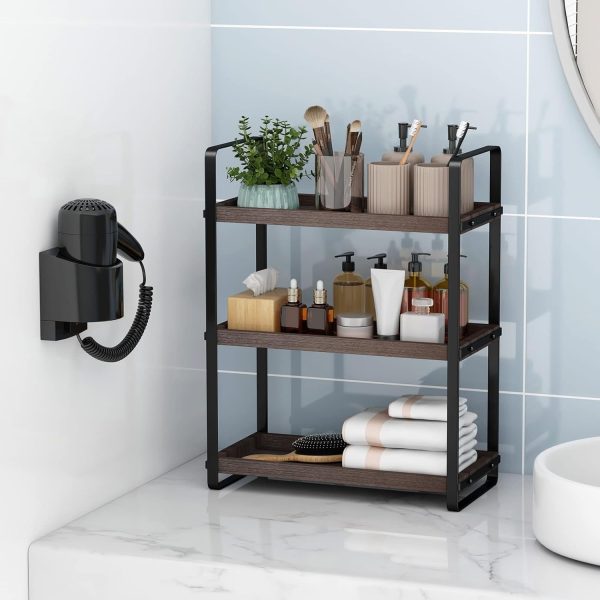 Bathroom Countertop Tray,Cosmetic Tray,Bathroom Organizer,Bathroom Counter Stand,Countertop Organizer,Countertop Storage Shelf (Brown 3 Tier) - Image 5
