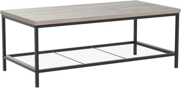 Best Choice Products 44in 2-Tier Rectangular Tray Top Coffee Table, Recessed Accent Furniture for Home w/Metal Frame, Shelf - Brown - Image 5