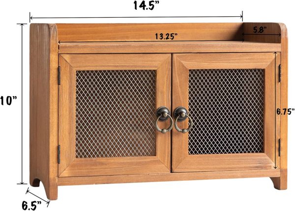 COLLECTIVE HOME - Storage Cabinet, Mini Countertop Cabinet, Wood Organizer for Kitchen Living Room Bedroom Bathroom Office with Magnetic Door, 14.5 x 6.5 x 10 (Brown) - Image 3