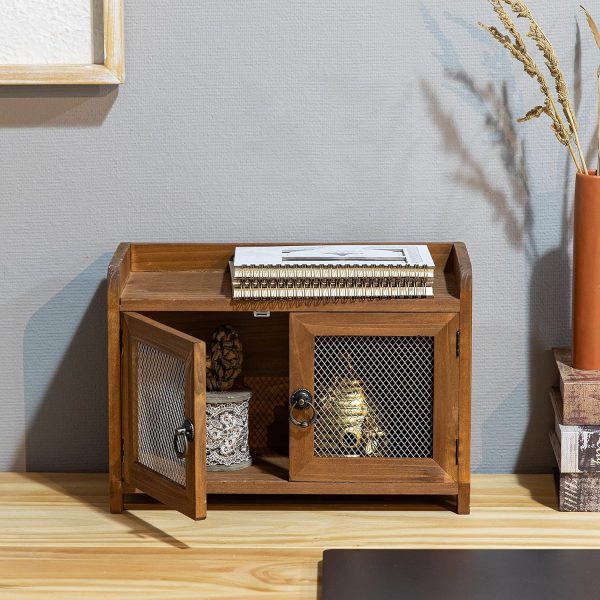 COLLECTIVE HOME - Storage Cabinet, Mini Countertop Cabinet, Wood Organizer for Kitchen Living Room Bedroom Bathroom Office with Magnetic Door, 14.5 x 6.5 x 10 (Brown) - Image 9