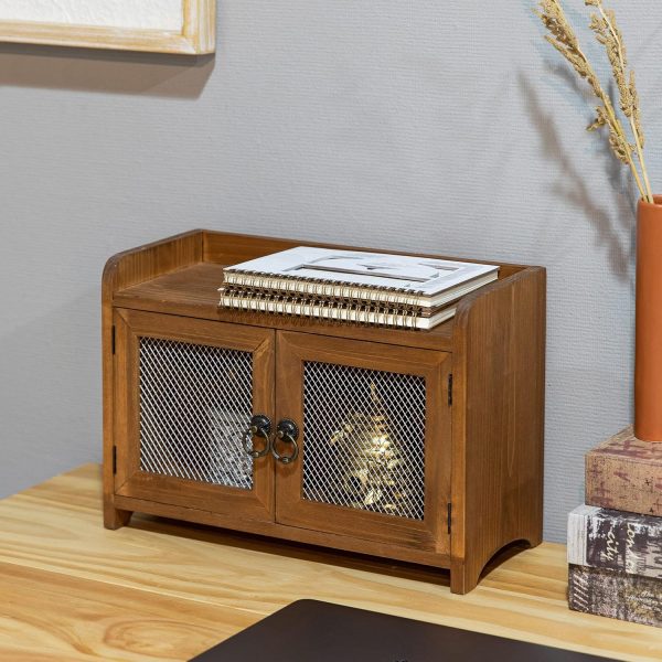 COLLECTIVE HOME - Storage Cabinet, Mini Countertop Cabinet, Wood Organizer for Kitchen Living Room Bedroom Bathroom Office with Magnetic Door, 14.5 x 6.5 x 10 (Brown) - Image 10