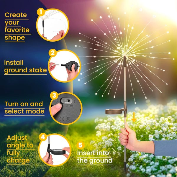 GIGALUMI Garden Outdoor Decor Lights 120LED 2Pack, Solar Garden Lights for Yard Outside Fairy Garden Lights Decorative, Solar Lights for Yard Pathway Flowerbed Planter Balcony Patio Garden Decor - Image 3
