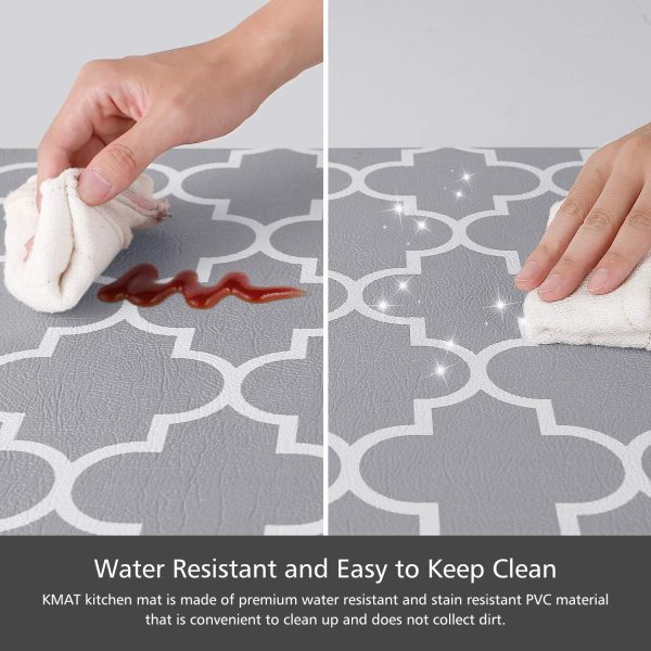 KMAT Kitchen Mat [2 PCS] Cushioned Anti-Fatigue Kitchen Rug, Waterproof Non-Slip Kitchen Mats and Rugs Heavy Duty PVC Ergonomic Comfort Foam Rug for Kitchen, Floor Home, Office, Sink, Laundry,Grey - Image 4