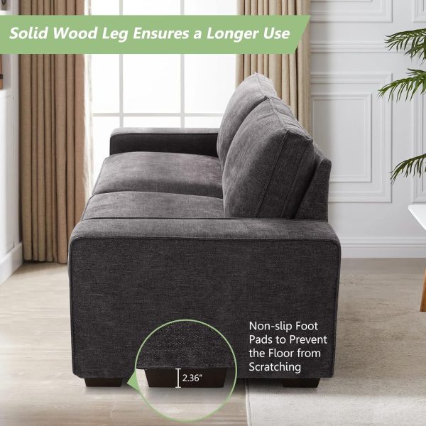 LEISLAND 88.58" Modern Sofas Couches for Living Room, Chenille Deep Seat Sofas & couches with Metal, Removable Low-Back Sofa Cushion and Detachable Sofa Cover/Easy to Install(Dark Grey) - Image 7