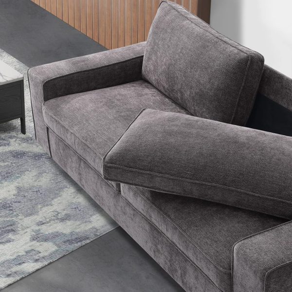 LEISLAND 88.58" Modern Sofas Couches for Living Room, Chenille Deep Seat Sofas & couches with Metal, Removable Low-Back Sofa Cushion and Detachable Sofa Cover/Easy to Install(Dark Grey) - Image 9