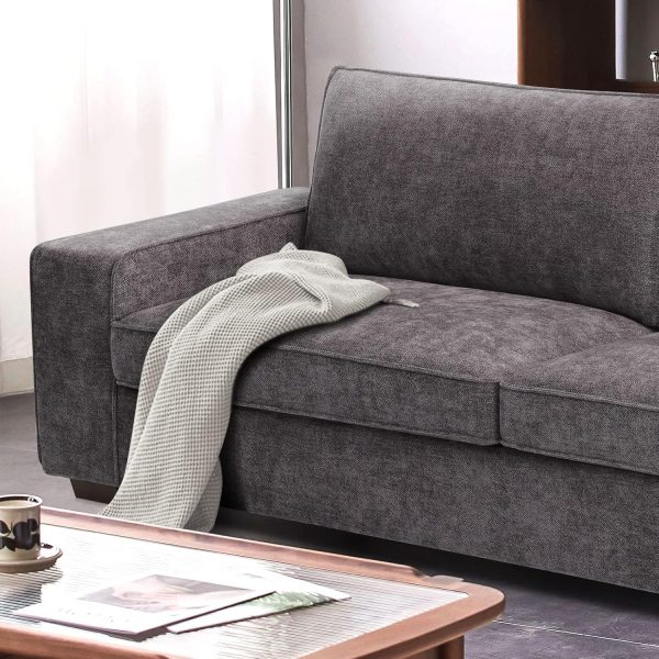 LEISLAND 88.58" Modern Sofas Couches for Living Room, Chenille Deep Seat Sofas & couches with Metal, Removable Low-Back Sofa Cushion and Detachable Sofa Cover/Easy to Install(Dark Grey) - Image 10
