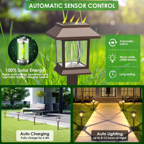 Solar Pathway Lights Outdoor, 12 Pack Upgraded LED Waterproof Solar Outdoor Lights, Solar Garden Landscape Lighting for Outside Driveway Garden Landscape Walkway Path Yard Lawn Decor (12) - Image 2