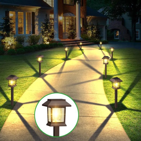 Solar Pathway Lights Outdoor, 12 Pack Upgraded LED Waterproof Solar Outdoor Lights, Solar Garden Landscape Lighting for Outside Driveway Garden Landscape Walkway Path Yard Lawn Decor (12) - Image 3