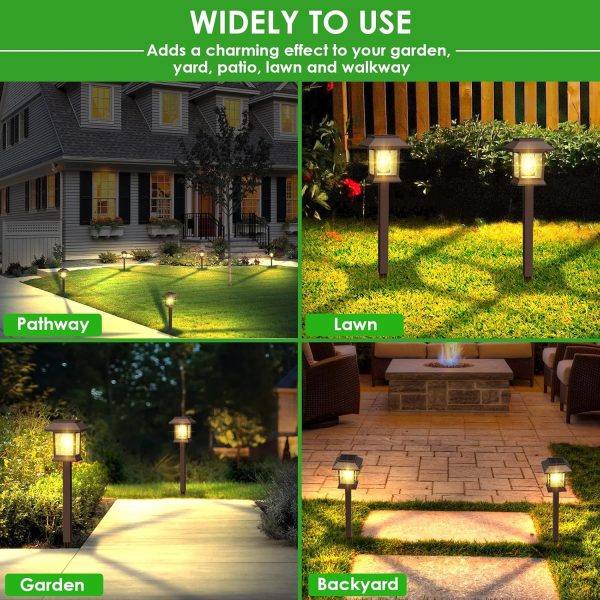 Solar Pathway Lights Outdoor, 12 Pack Upgraded LED Waterproof Solar Outdoor Lights, Solar Garden Landscape Lighting for Outside Driveway Garden Landscape Walkway Path Yard Lawn Decor (12) - Image 4