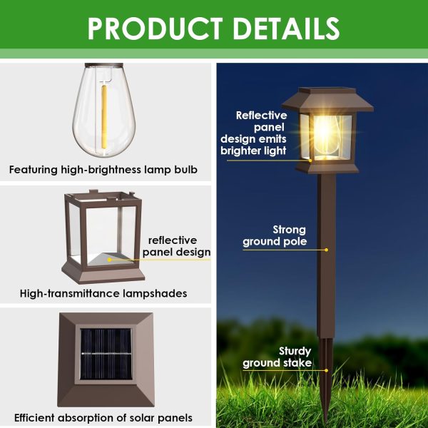 Solar Pathway Lights Outdoor, 12 Pack Upgraded LED Waterproof Solar Outdoor Lights, Solar Garden Landscape Lighting for Outside Driveway Garden Landscape Walkway Path Yard Lawn Decor (12) - Image 5