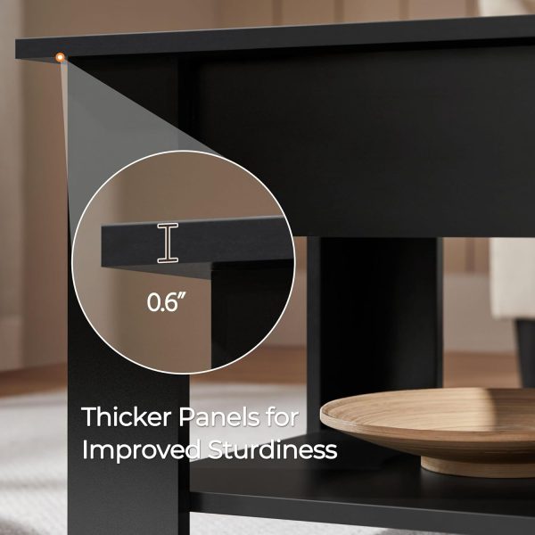 Yaheetech Wooden Coffee Table, Lift Top Coffee Table with Large Hidden Storage Shelf, Lift Tabletop Dining Table for Living Room, Home Small Space, 38.6in, Black - Image 8